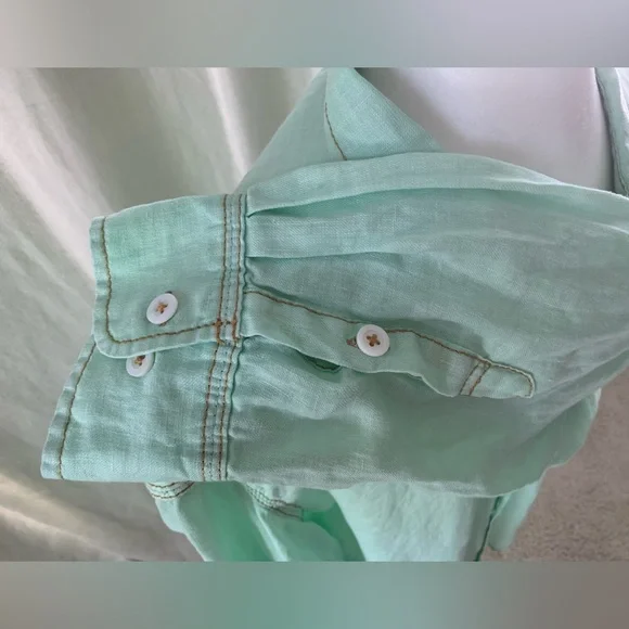 Martin Gordon Men's XL 100% Linen Button Down Long Sleeve Shirt - Picture 8 of 10